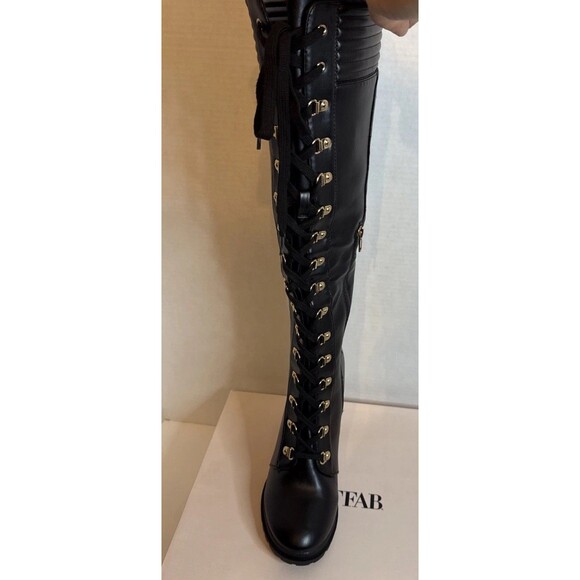 JustFab Eliza Heeled Boots Black Side Zip Fashion Womens 9 Moto Boho Biker Chic - Picture 2 of 8